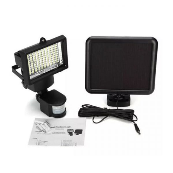 100 LED Solar Powered PIR Motion Sensor Flood Light Outdoor Garden Security Wall Lamp