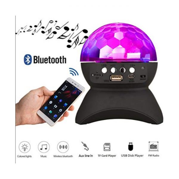 Φωτορυθμικό Ηχείο Bluetooth – Μπάλα Disco L-740 με Χρωματιστό LED Φωτισμό (Μαύρο)