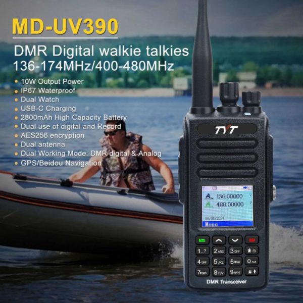 TYT MD-UV390 PLUS 10W GPS DMR VHF/UHF Dual Band  Waterproof IP67 with AES256 Encryption