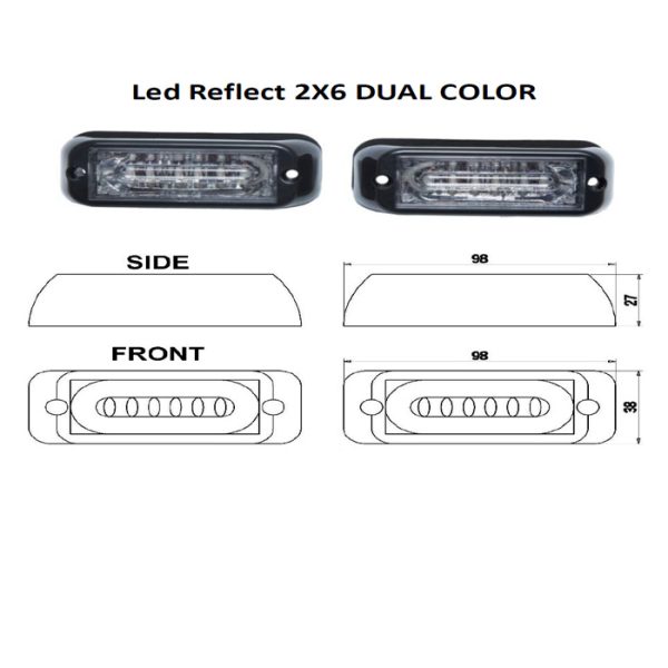 Grill Lights LED REFLECT 2x6 DUAL COLOR, 12/24V